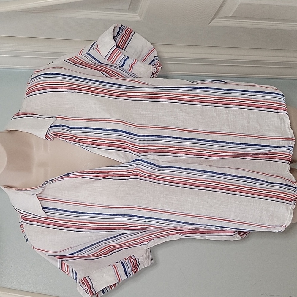 Crown & Ivy Popover Fit Striped Cotton Shirt Size Small